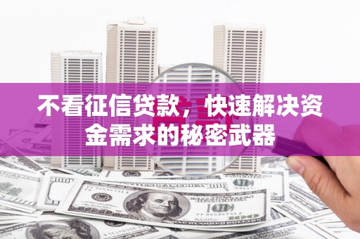 长治不看征信贷款，快速解决资金需求的秘密武器