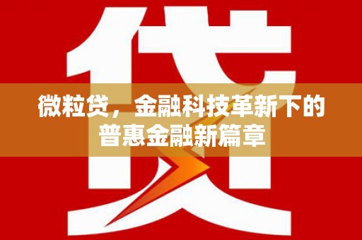 长治微粒贷，金融科技革新下的普惠金融新篇章